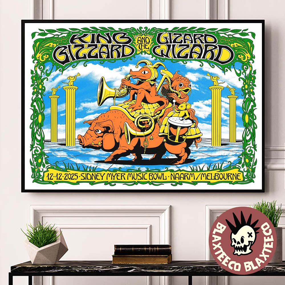 King Gizzard And The Lizard Wizard Naarm Melbourne 2025 Event Poster At Sidney Myer Music Bowl On December 12 2025 Decor Poster Canvas