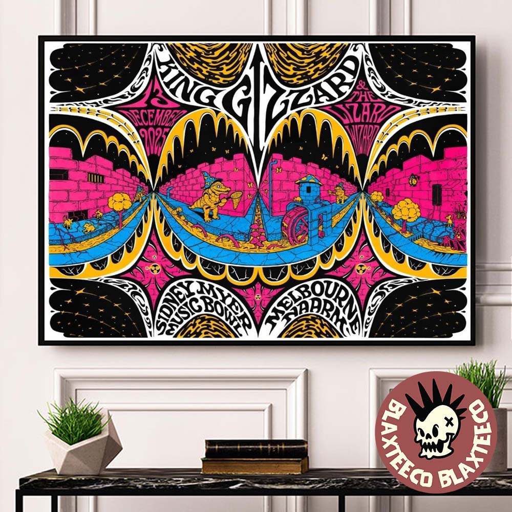 King Gizzard And The Lizard Wizard Naarm Melbourne 2025 Night 2 Event Poster At Sidney Myer Music Bowl On December 13 2025 Decor Poster Canvas