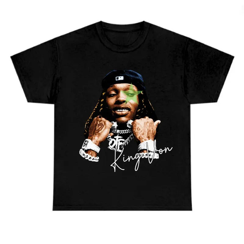 King Von Green Star T-Shirt Classic Cotton Top Fabric Menswear Hoodie, Sweatshirt | UrbanDripWear.com