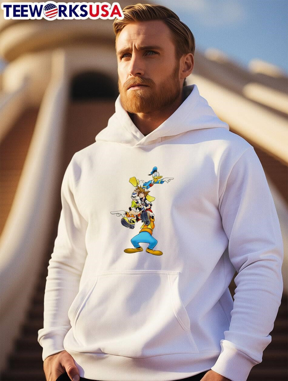 Kingdom Hearts Trio Pointing Sora Donald and Goofy Characters T-Shirt