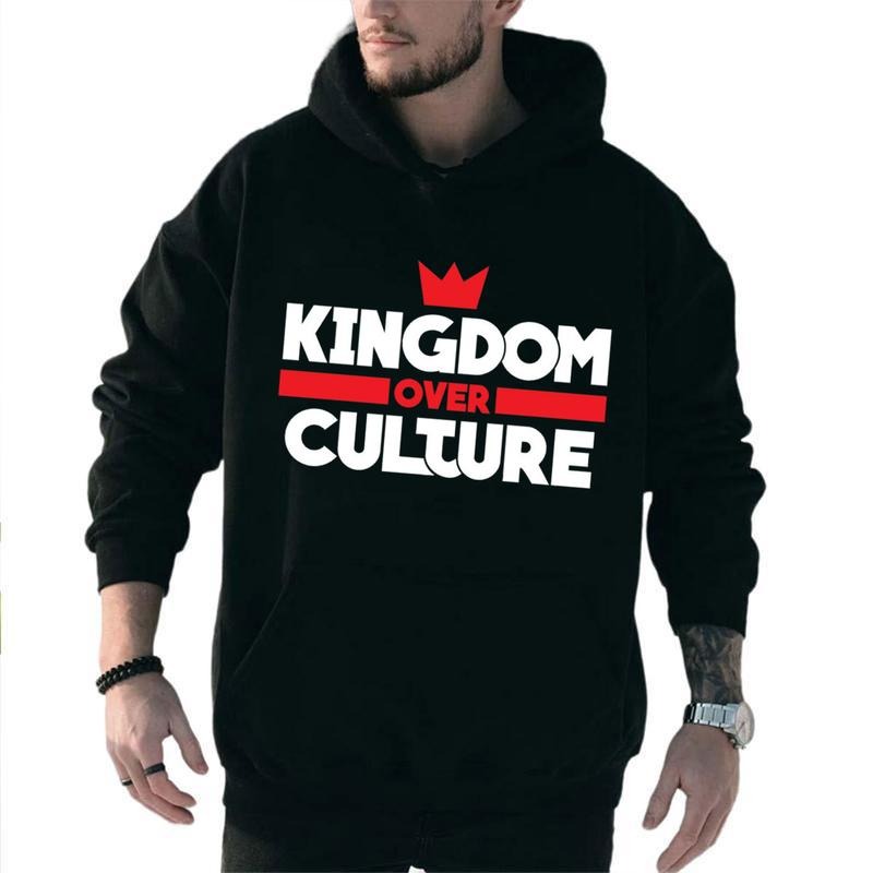 Kingdom over Culture Graphic Hoodie Fleece Fabric Casual Hooded Sweatshirt Trendy Tops Perfect Gift T-Shirts