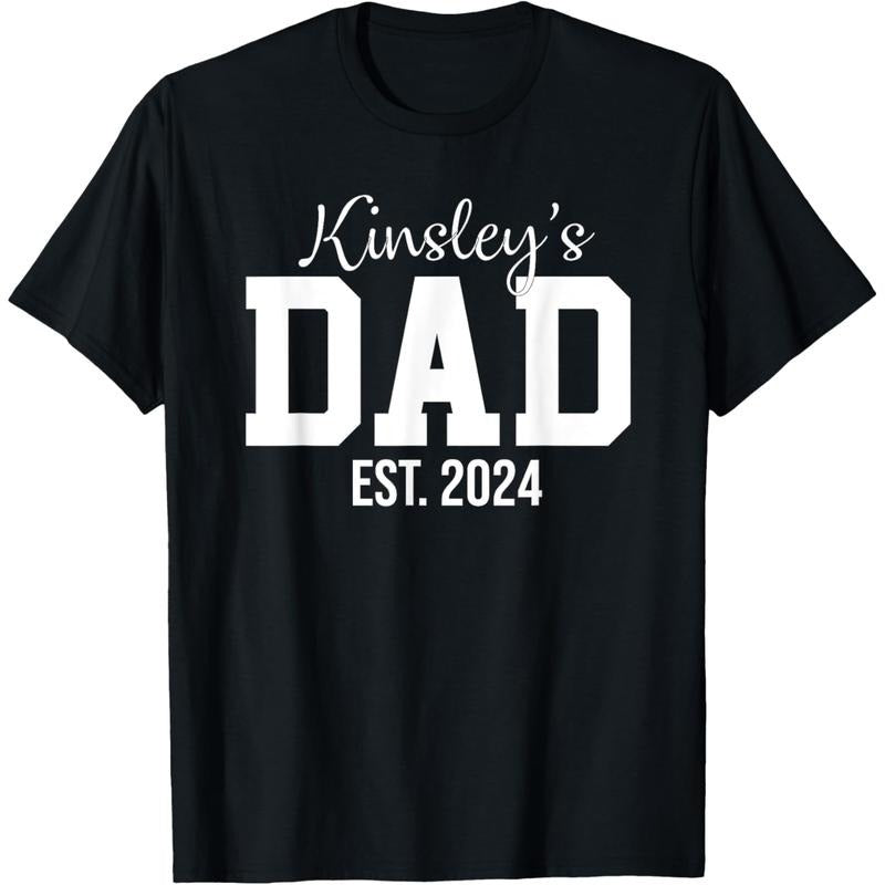 Kinsley's Dad Est. 2024 Papa Awesome Tee For Daddy T-Shirt Hoodie, Sweatshirt | UrbanDripWear.com