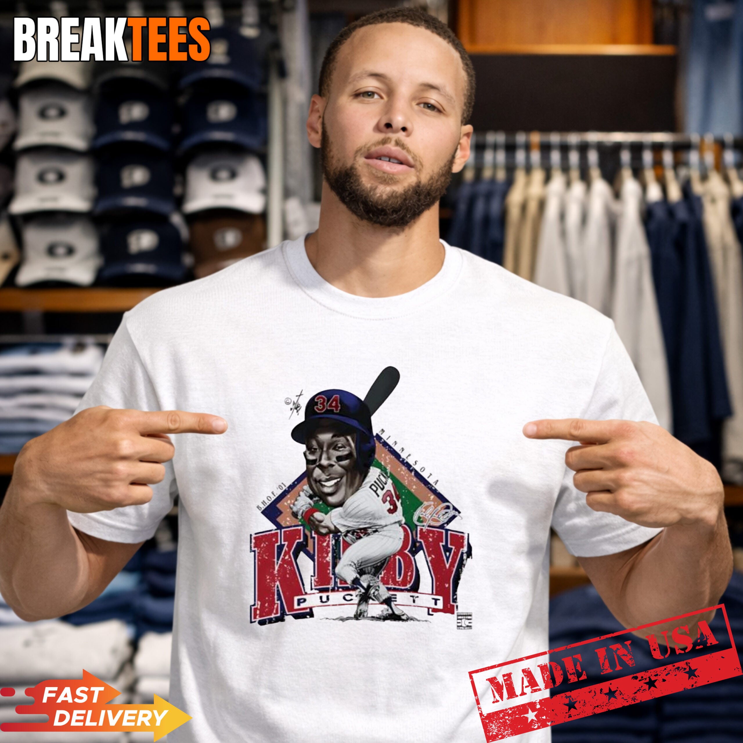 Kirby Puckett Minnesota Twins MLB Bruce Stark collection signature t-shirt