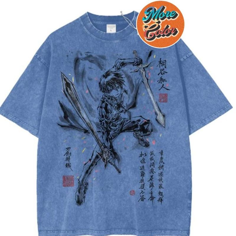 Kirito Sword Art Online SAO Anime Vintage Shirts, Cotton Unisex T-Shirt, Crew Neck, Size S- 3XL, Menswear Top, Womenswear...