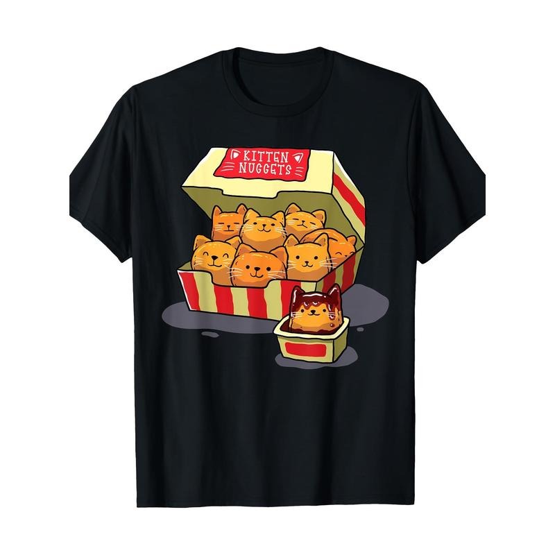 Kitten Nugget food Word Game Cat lover Gift Chicken Nugget T-shirt, men's T-shirt  made in usa Hoodie, Sweatshirt