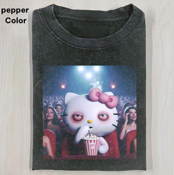 Kitty Watch Movies While High T-shirt, Kitty High Shirt, Funny Graphic T-shirt, Unisex Movie Shirt Menswear Womenswear...