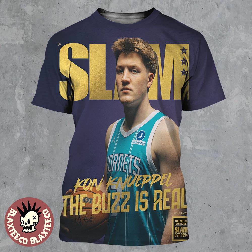 Kon Knueppel Charlotte Hornets SLAM 261 Cover The Buzz Is Real Gold Metal Editions All Over Print Shirt