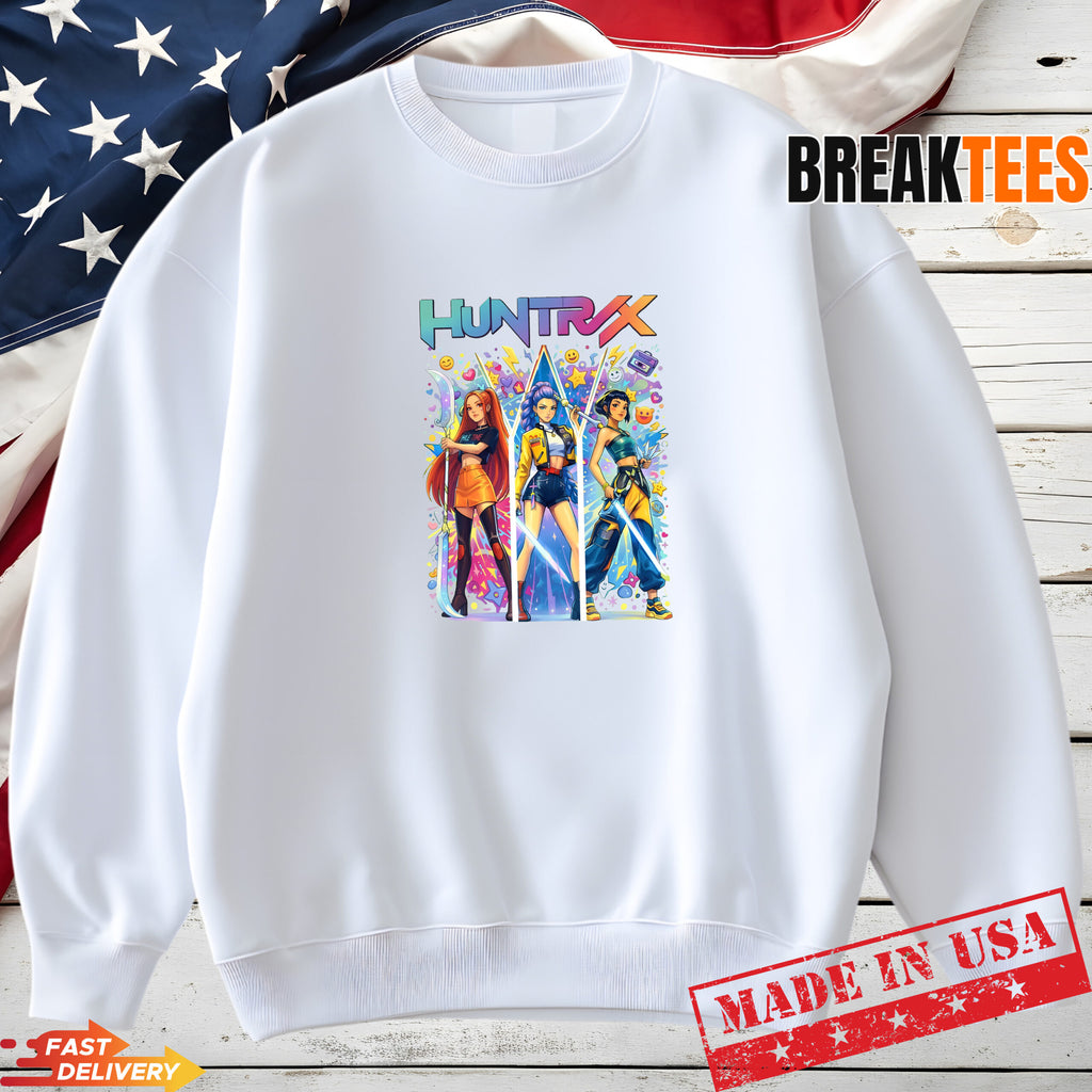 Kpop Demon Hunters HUNTRX Shirt – Cyberpunk Neon Anime Graphic Tee – Trendy Harajuku K-Pop Apparel