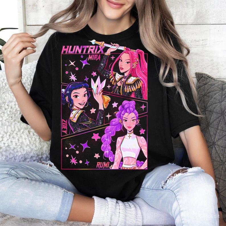 Kpop Demon Hunters Jinu Manga Graphic Tee, Kpop Huntrix Demon Hunter Shirt, Saja Girls Kpop Hoodie, Sweatshirt