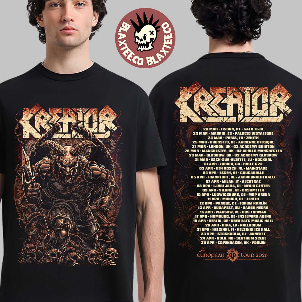 Kreator Krushers Of The World European Tour 2026 Merch Skulls T-Shirt