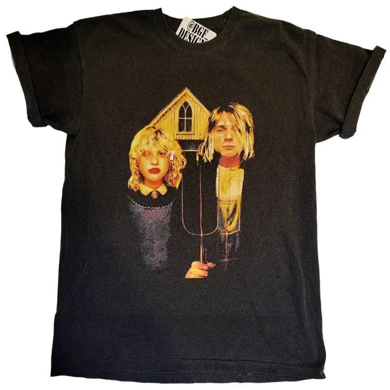 Kurt Cobain Courtney Love Nevermind T-Shirt Menswear Streetwear Cotton Man Tshirt Hoodie, Sweatshirt | UrbanDripWear.com