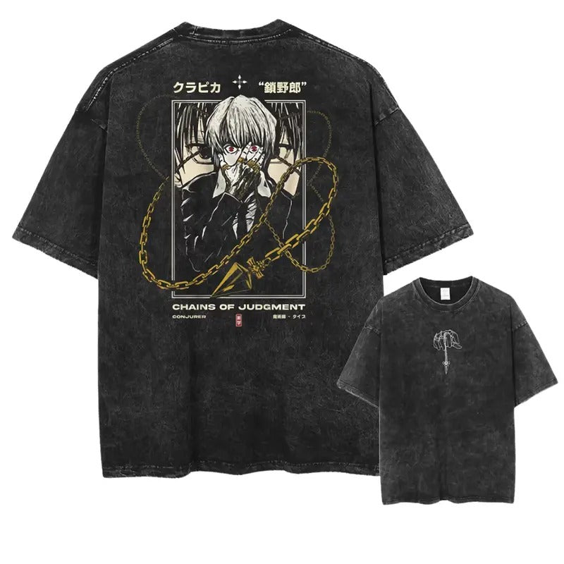Kusari Yarou Anime Vintage Oversized Washed Tee, Anime Manga Washed Heavy Cotton T-shirt, Hunter x Hunter Sweatshirt...