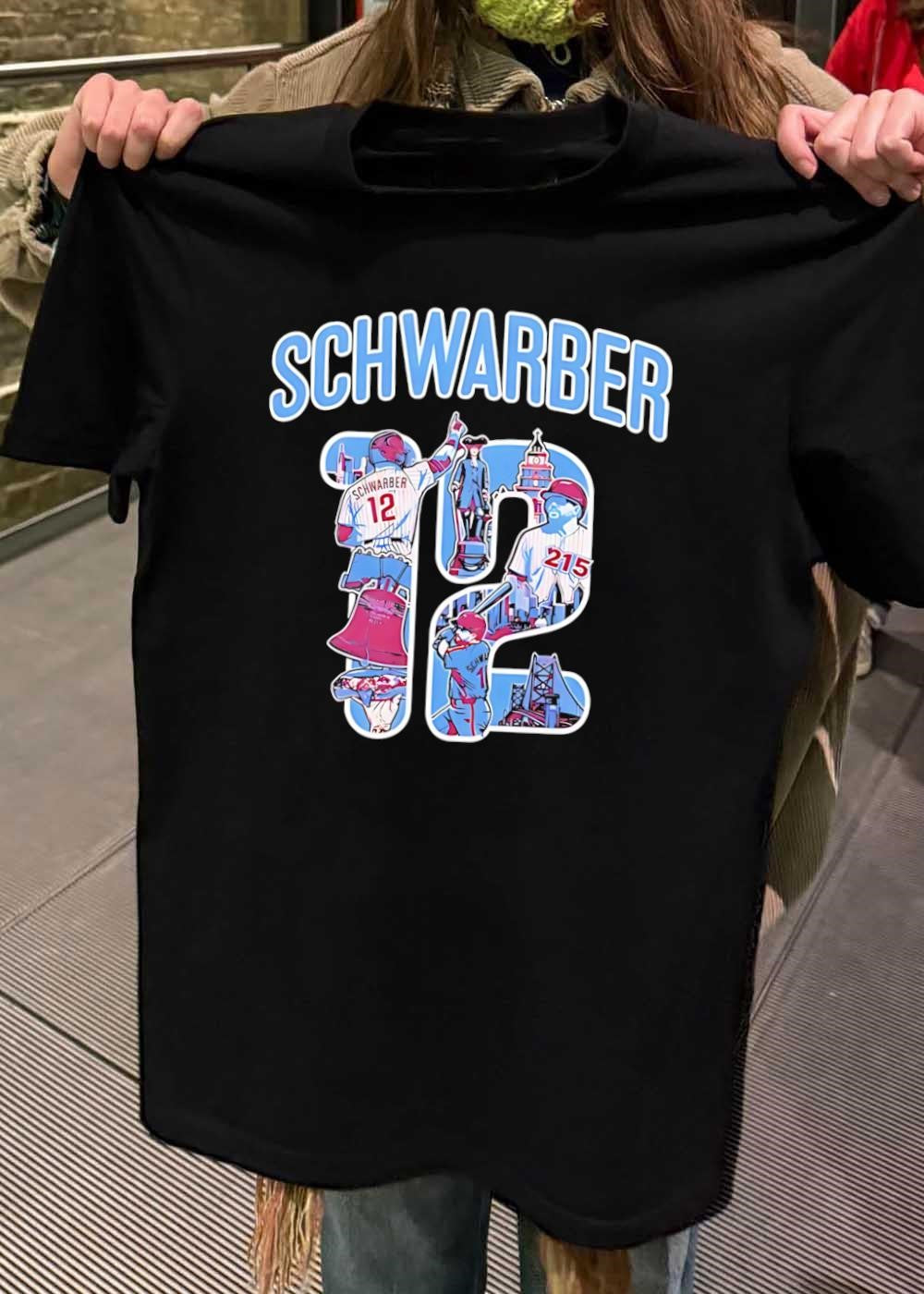 Kyle Schwarber Philadelphia Phillies Shirt 12 Bell Statue City Skyline 215