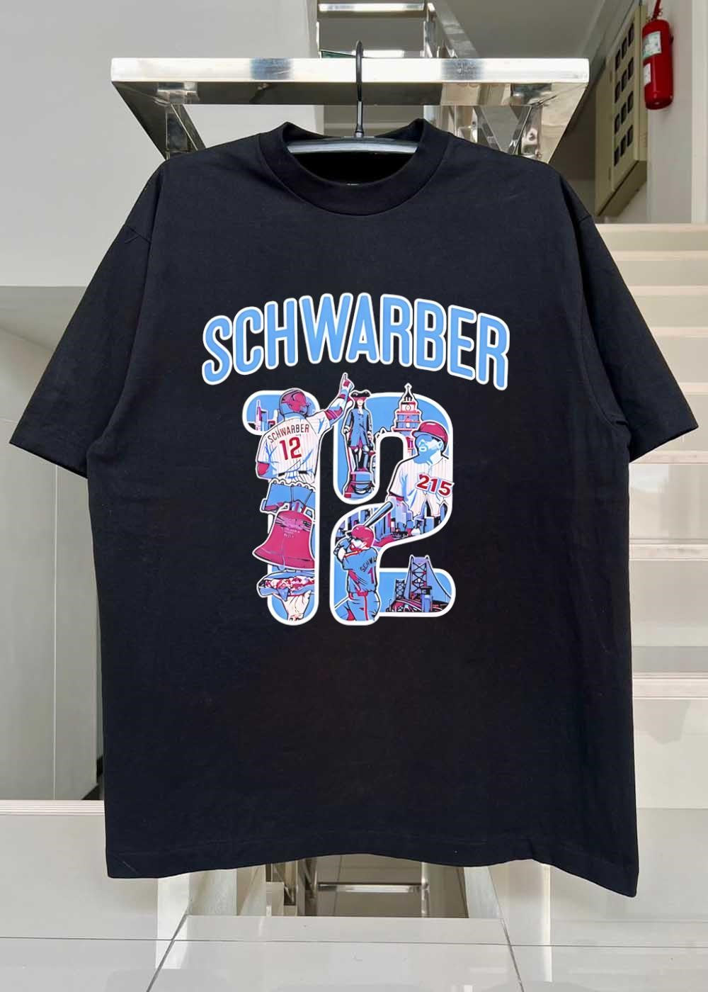 Kyle Schwarber Philadelphia Phillies Shirt 12 Bell Statue City Skyline 215