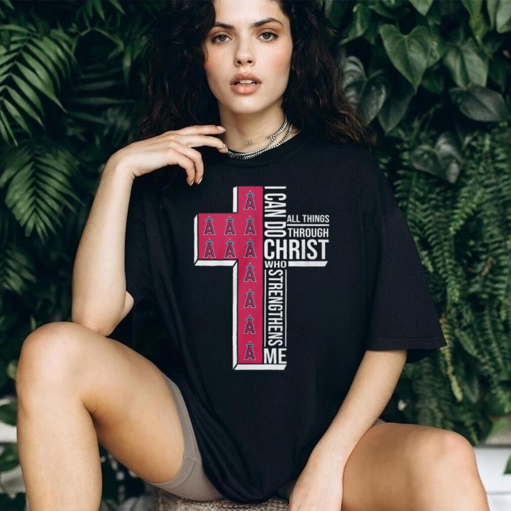 LA Angels Religious Baseball Shirt Bible Verse Cross Graphic Tee