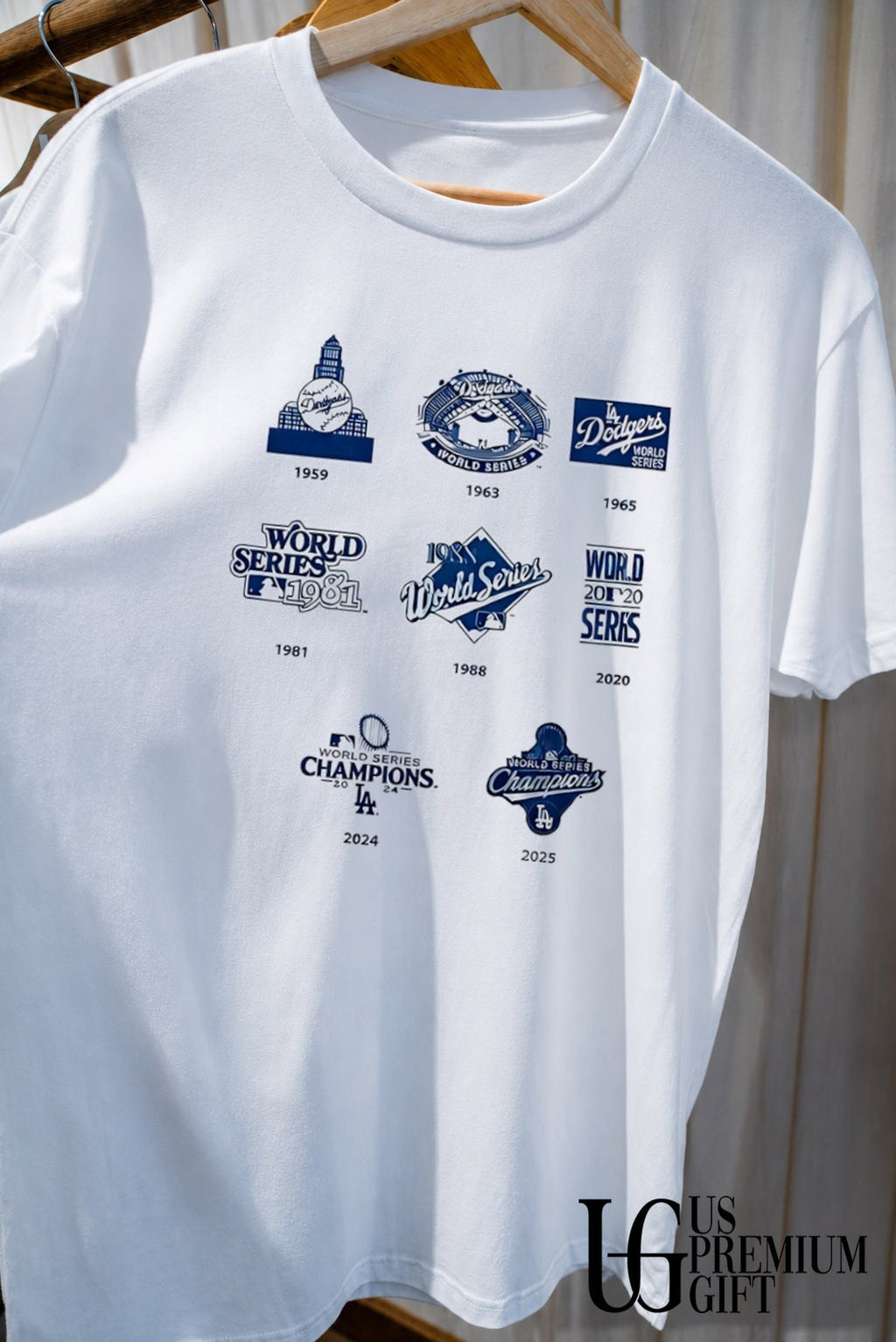 LA Dodgers World Series logo 1959 1963 2025 shirt