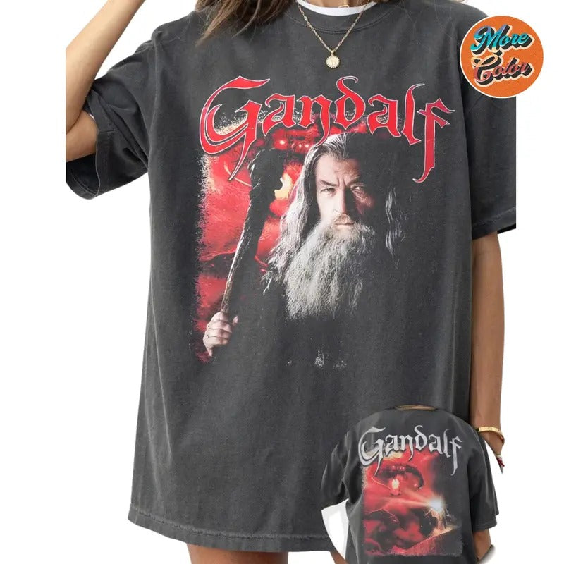 LOTR Gandalf The White Vs Balrog Vintage Shirt, Cotton Unisex T-Shirt, Crew Neck, Size S- 4XL, Menswear Top, Womenswear...