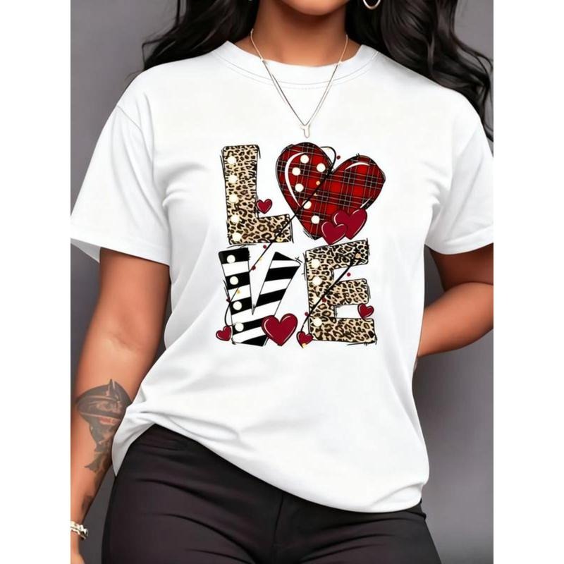 LOVE heart pattern printed short-sleeve crew neck casual T-shirt Hoodie, Sweatshirt | UrbanDripWear.com