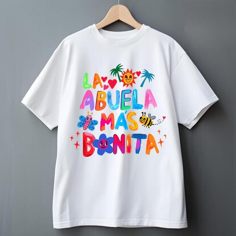 La Abvela Mas B0nita, Abvela Latina Grandmother Graphic Tee Pure Cotton Fabric Casual Crew Neck T-Shirt Trendy Tops for...