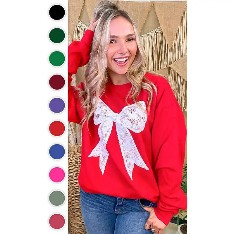 Lace Bow Graphic Sweatshirt T-Shirts, Hoodie | UrbanDripWear.com