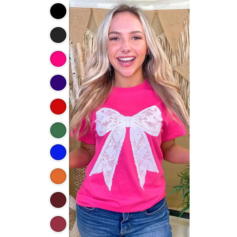 Lace Bow Graphic T-Shirt Hoodie, Sweatshirt | UrbanDripWear.com