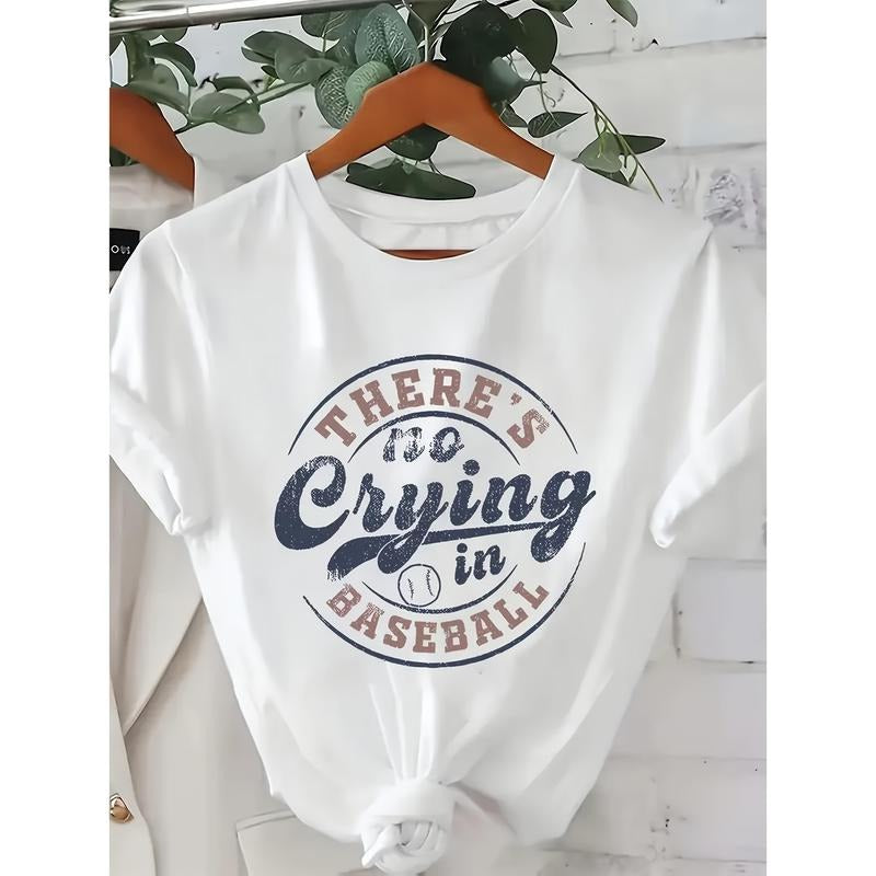 Ladies' Casual Letter Printed T-Shirt, Round Neck, Short Sleeved, Breathable, Summer Fashion Hoodie, Sweatshirt