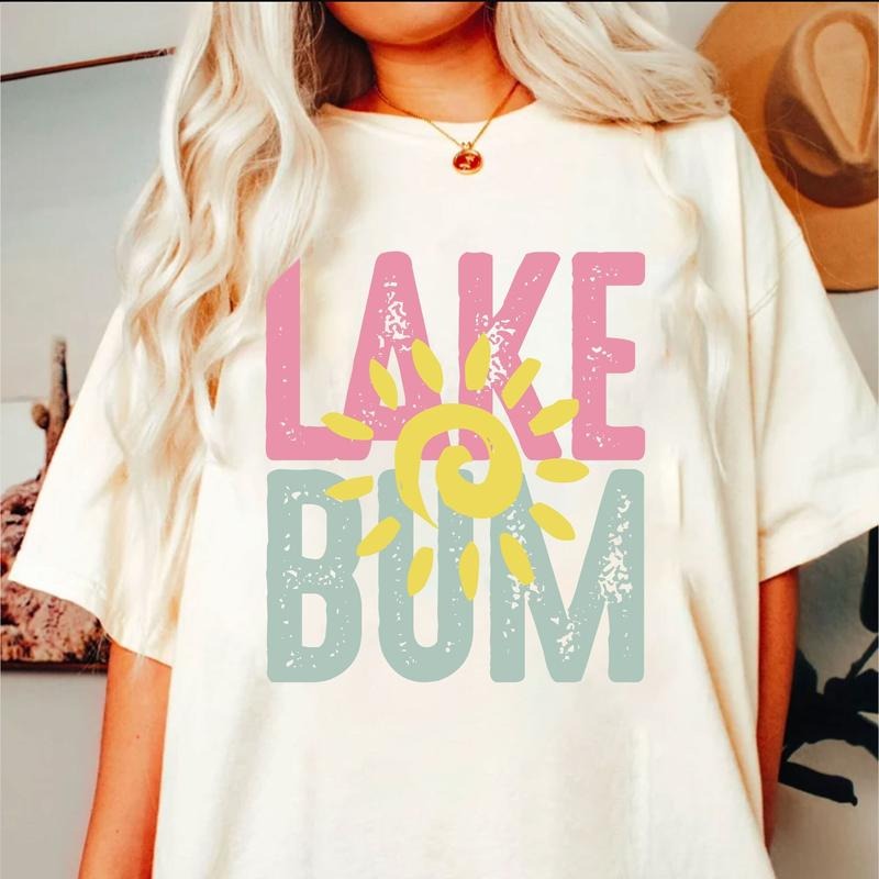Lake Bum Shirt, Distressed Retro Summer Tee, Lake Day Beach Shirt, Lake Life Comfort Colors Tee, Cute Girly Summer Vibes...