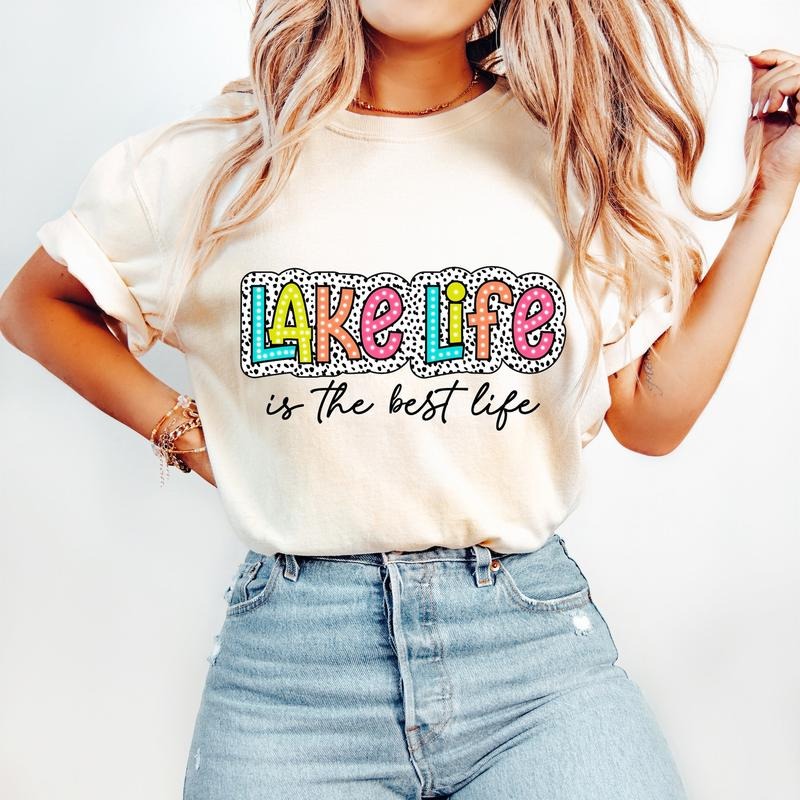 Lake Life T-Shirt, Hello Summer T-Shirt, Bright Doodle, Dalmatian Dots, Groovy Mama T-Shirt, Mom Shirt Hoodie, Sweatshirt