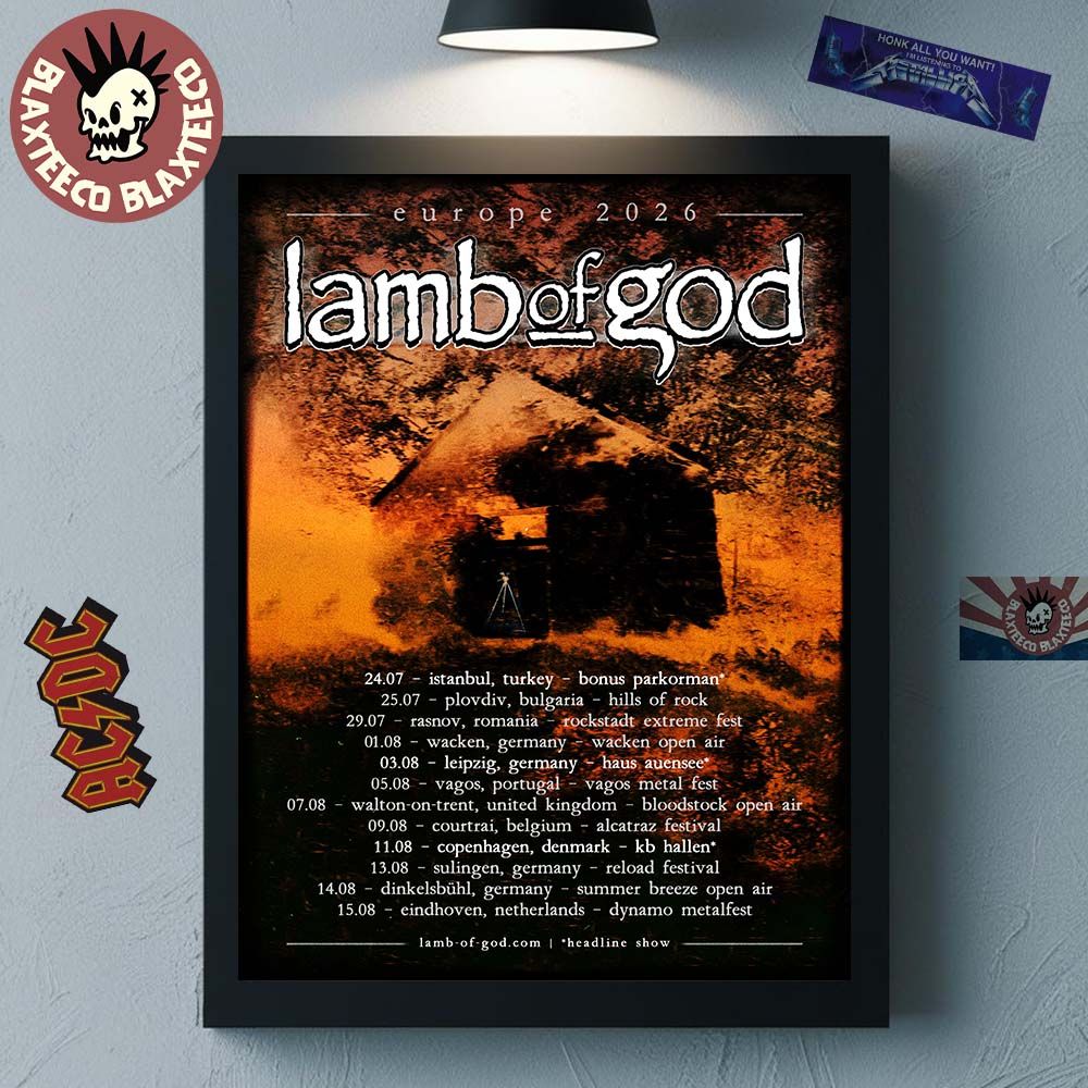 Lamb Of God Europe 2026 Summer Tour Schedule Dates Home Decor Poster Canvas