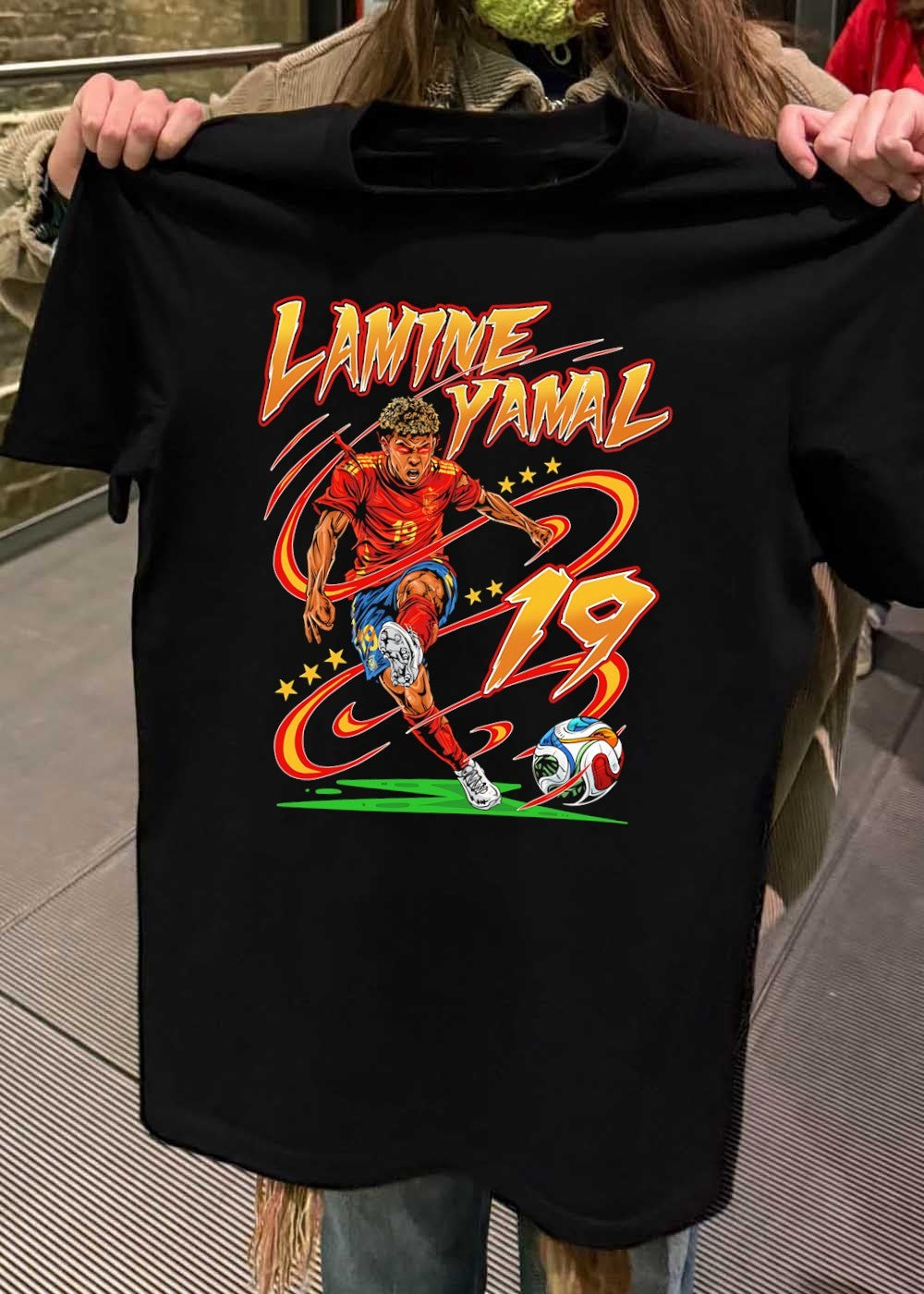 Lamine Yamal Soccer Star Illustration Nineteen Spain National Team T-Shirt