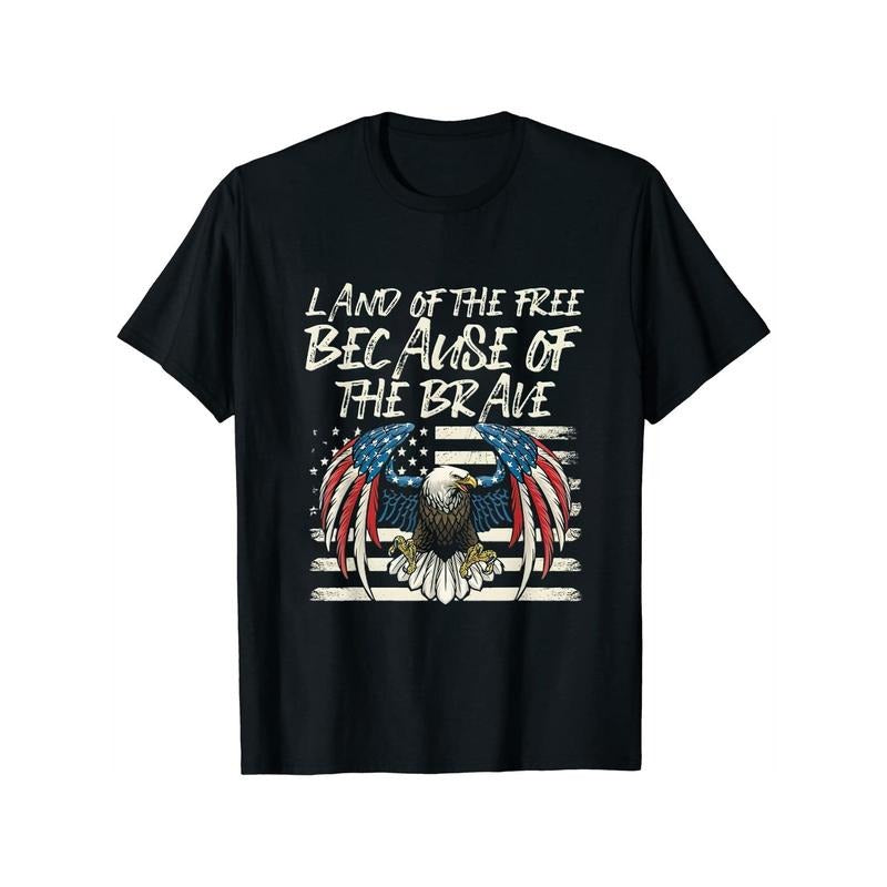 Land of the Free Because of the Brave Eagle American Flag Memorial Day T Shirt Black style 02 Hoodie, Sweatshirt
