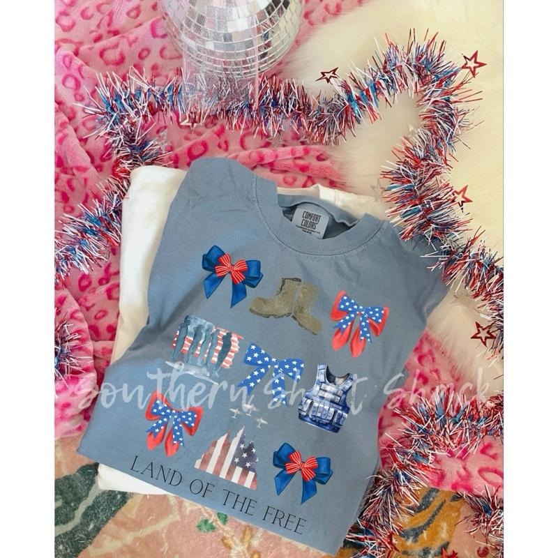 Land of the free Coquette T shirt  |  Memorial Day | 4th of July T shirt | Blue Jean comfort colors T shirt top | comfort...