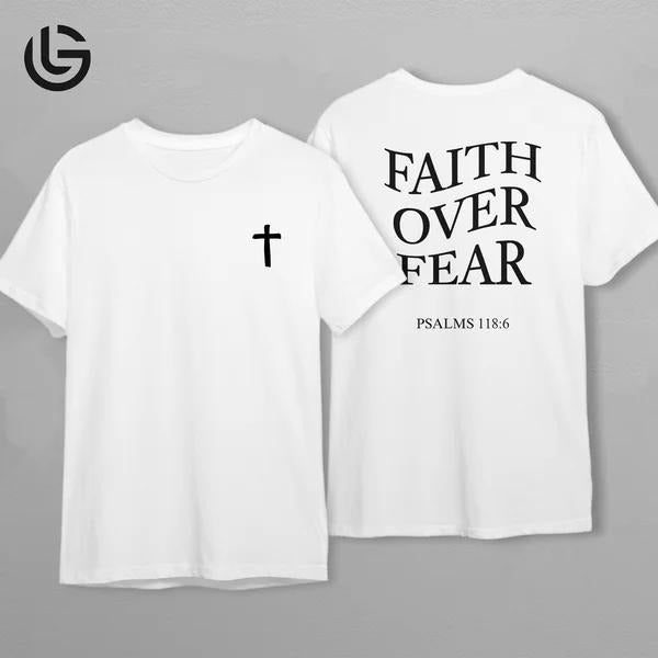 Latarshia Grant Store Faith Over Fear Shirt Christian Graphic Tee Psalms 118:6 Bible Verse Minimalist Religious T-Shirt...