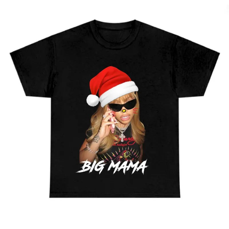 Lattooo Santa Red Kitty Graphic Rap Tee, Christmas Shirt Hoodie, Sweatshirt | UrbanDripWear.com