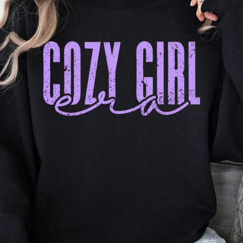 Lavender Cozy Girl Era Unisex NuBlend Crew Sweatshirt T-Shirts, Hoodie | UrbanDripWear.com