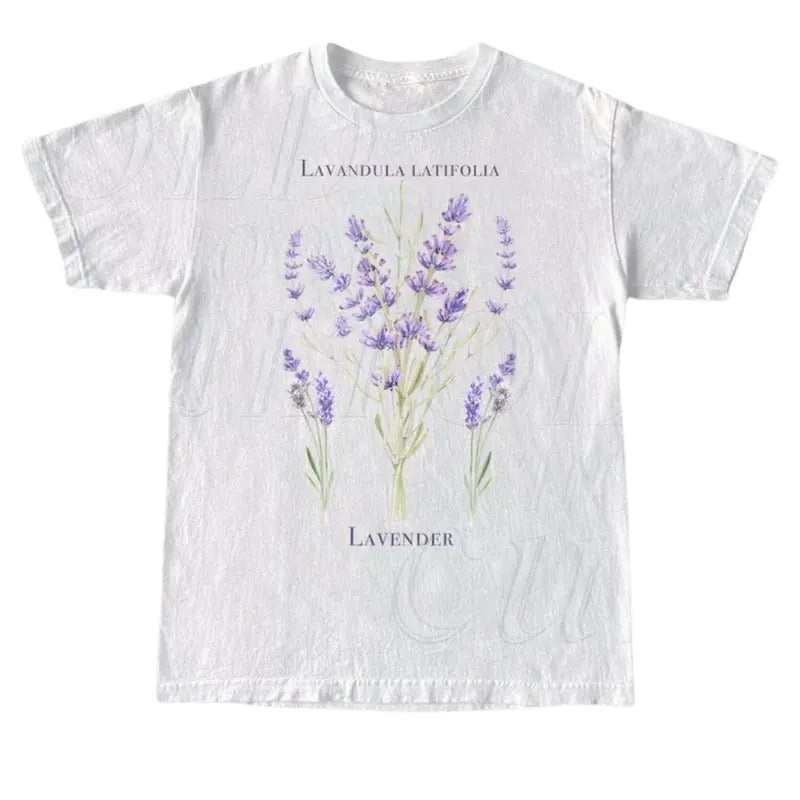 Lavender Retro 90s Graphic T-Shirt, Vintage Lavender Unisex Adult Shirt, Wildflowers Nature Shirt, Botanical Shirt,...