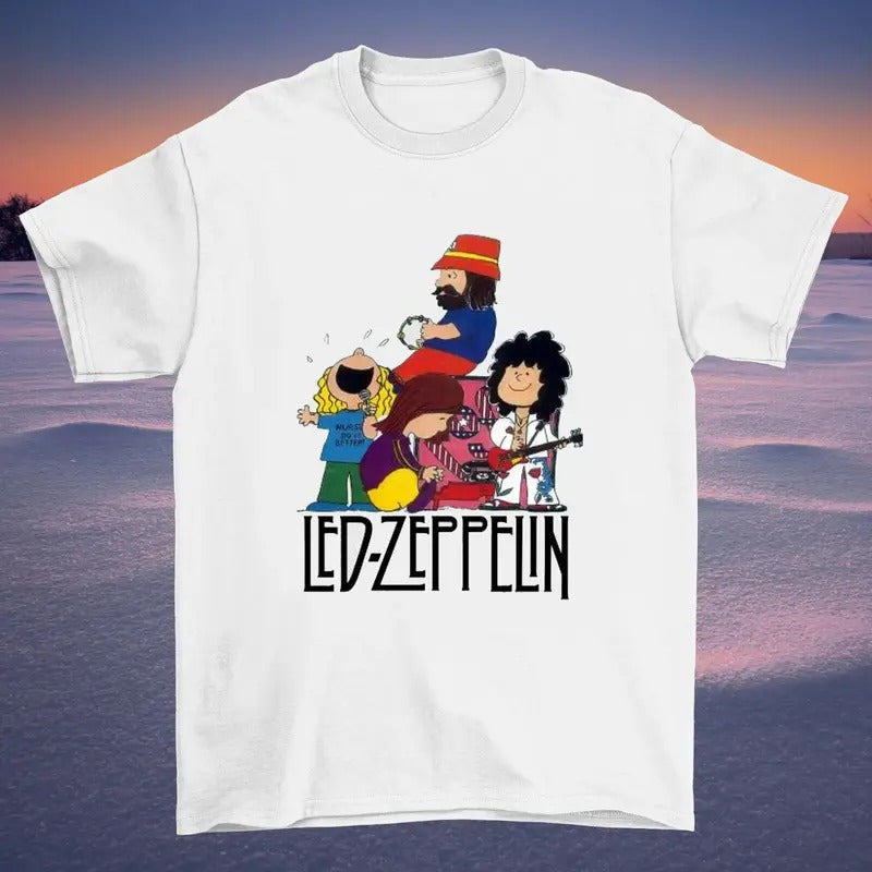 Led Zeppelin Rock Band Funny Cartoon Cotton T-Shirt For Men Women size S-3XL Menswear Top Hoodie, Sweatshirt