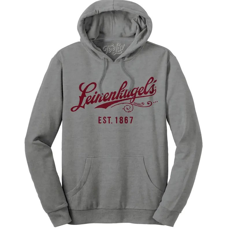 Leinenkugel's Beer Logo Pullover Hooded Sweatshirt - Gray T-Shirts, Hoodie | UrbanDripWear.com