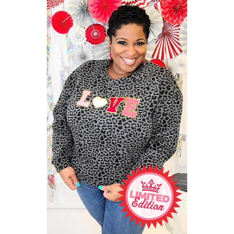 Leopard Big Heart Love Ideal Chenille Sweatshirt T-Shirts, Hoodie | UrbanDripWear.com