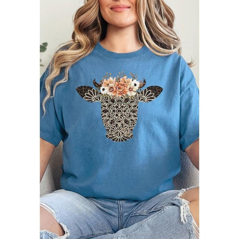 Leopard Boho Heifer Short Sleeve Relaxed Fit T-Shirt Hoodie, Sweatshirt | UrbanDripWear.com