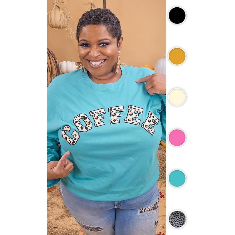 Leopard Ideal Chenille Coffee Graphic Boyfriend Long Sleeve T-Shirt Hoodie, Sweatshirt | UrbanDripWear.com