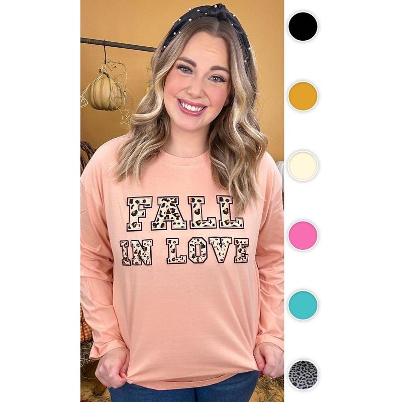 Leopard Ideal Chenille Fall in Love Graphic Boyfriend Long Sleeve T-Shirt Hoodie, Sweatshirt | UrbanDripWear.com