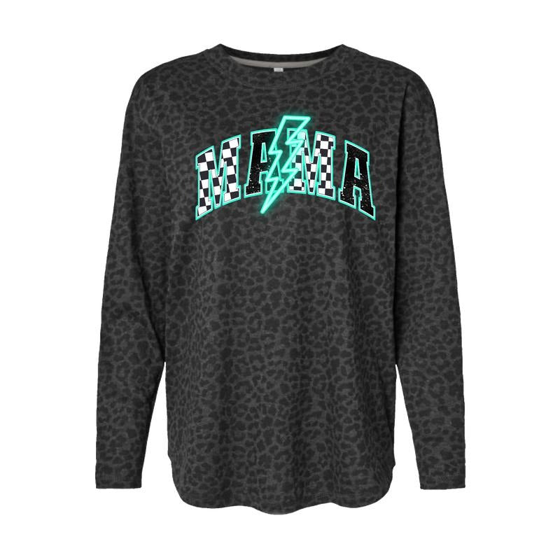 Leopard Print Long Sleeve Relaxed Fit Neon Mama Shirt Hoodie, Sweatshirt | UrbanDripWear.com