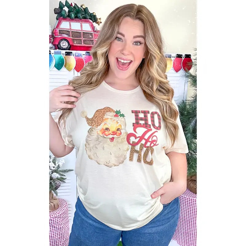 Leopard Santa Ho Ho Ho Graphic T-Shirt Hoodie, Sweatshirt | UrbanDripWear.com
