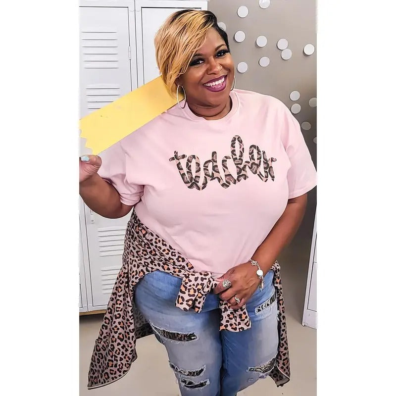 Leopard Script Teacher Graphic T-Shirt Hoodie, Sweatshirt | UrbanDripWear.com