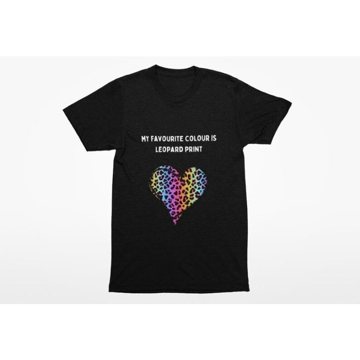 Leopard Symbol T-Shirt, Leopard Print colourful heart, My favourite Colour is leopard print, Quirky t shirt, Leopard...