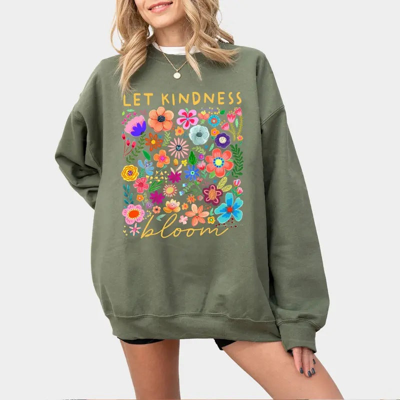 Let Kindness Bloom Shirt, Retro Flower Shirt for Women, Special Education Sweatshirt, Inspiration Women Tee, Aesthetic Floral Kindness Shirt, Be Kind Tshirt, Floral Kindness Tee, Mental Health Sweatshirt, Sped Teacher Sweatshirt, Special Education