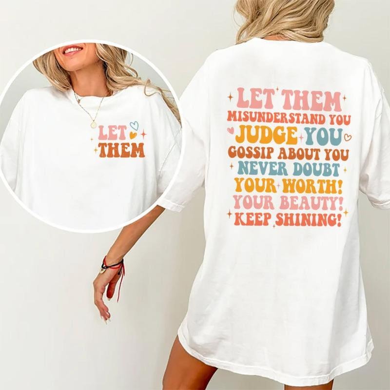 Let Them Shirt, Keep Shinning Inspirational T-shirt For Girls, Cotton Fabric Womenswear, Women Daily Basic Outfits, Soft...