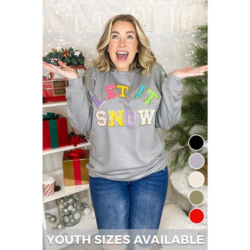 Let it Snow Chenille Sweatshirt T-Shirts, Hoodie | UrbanDripWear.com
