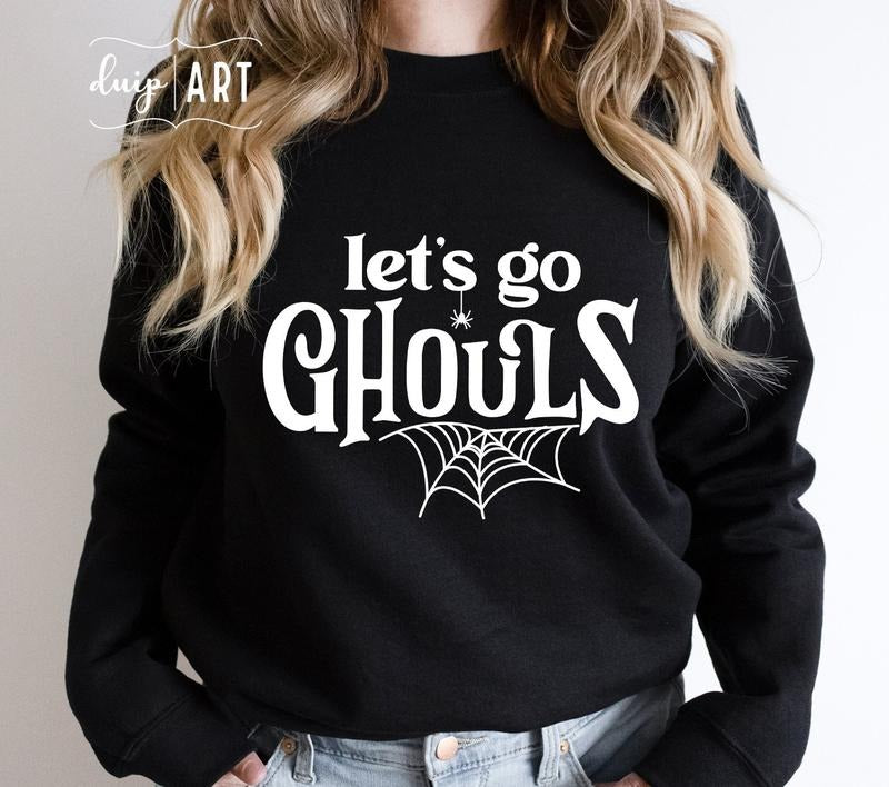 Lets Go Ghouls Ghouls Halloween Spooky halloween Shirt Lets Go Girls Funny Halloween Spiderweb Cricut TK43GN Hoodie,...